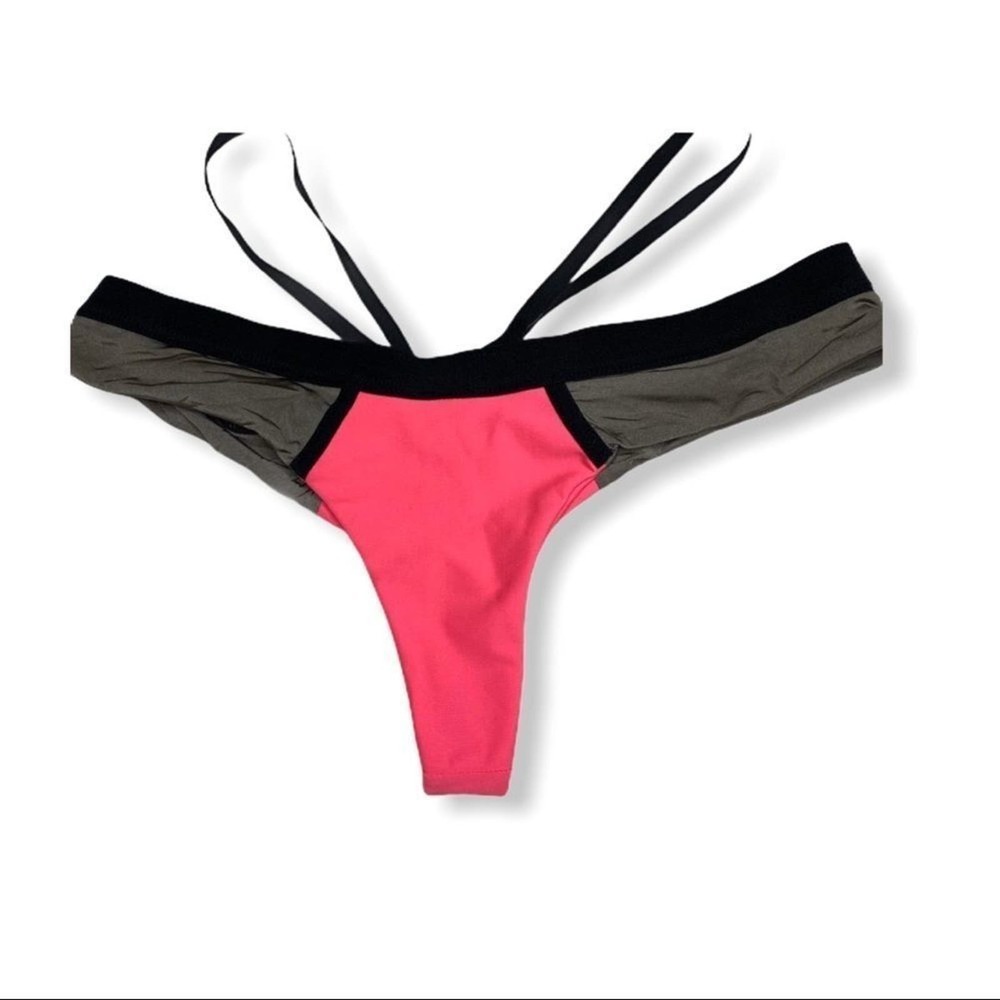 Beach Bunny Bronze Cheeky Bikini Bottom Black Pink